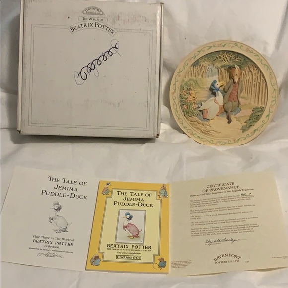 PLATE # 3 Davenport Pottery The Tale Of Jemima Puddle Duck Limited Raised Plate - Picture 8 of 8